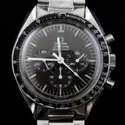 A gentleman`s late 1960`s stainless steel Omega Speedmaster Professional automatic wrist watch,