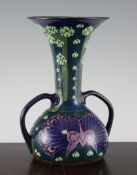 A Wedgwood Lindsay ware two-handled vase, c.1901, by Lindsay Butterworth, the bulbous body with