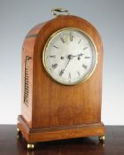 A George III satinwood bracket clock, with arched case, silvered Roman dial and associated