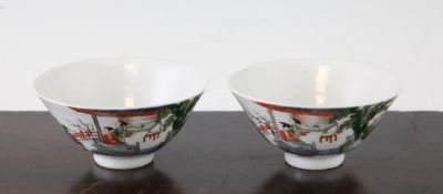 A pair of Chinese famille verte small bowls, Yongzheng six character mark, early 20th century,