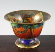 A Wedgwood Sunset Fairyland lustre pedestal bowl, c.1929, designed by Daisy Makeig-Jones, the