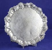 An early Victorian Scottish silver salver, of shaped circular form, with shell scroll border and