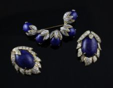 A suite of Greek 18ct gold, lapis lazuli and diamond set jewellery by Vourakis, comprising pair of