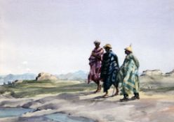 Simon Hodge R.I. (1903-1973)watercolour,Blanket Boys,signed, Pieter Wenning Gallery label verso,