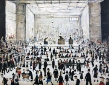 Laurence Stephen Lowry (1887-1976)collotype,`The Auction`,blindstamped and numbered 559/850,