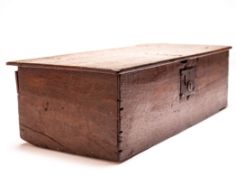 A WILLIAM AND MARY SMALL OAK BOX, CIRCA 1690, of boarded form, interior with later dividers, 18cm