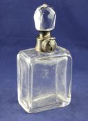 A George V silver mounted locking cut glass decanter and stopper, Hukin & Heath, Birmingham 1925, (