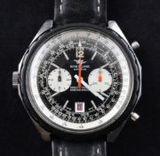 A gentleman`s late 1960`s stainless steel Breitling Navitimer Chrono-Matic automatic wrist watch,