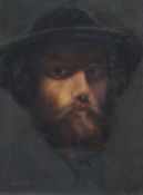 Pre Raphaelite Schooloil on canvas,Portrait of a bearded gentleman,10 x 8in.