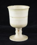 A 19th century engine turned ivory goblet, 5in. A 19th century engine turned ivory goblet, with