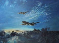 § Keith Shackleton (1923-) Aircraft refueling 1946, 36 x 48in. § Keith Shackleton (1923-)oil on