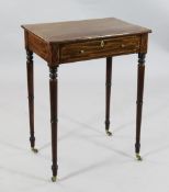 A 19th century work table A 19th century mahogany and rosewood crossbanded work table, with single