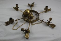 A late 19th century French gilt brass ceiling light, approx. 2ft A late 19th century French gilt