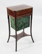 A 19th century mahogany and brass inlaid work table, W.1ft 4in. A 19th century mahogany and brass