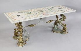 An Italian coffee table, W.4ft 1in. An Italian coffee table, with a grey veined scagliola top