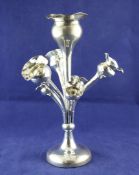 A George V silver epergne, weighted. A George V silver epergne, with central tulip shaped vase