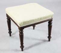 A Victorian square upholstered foot stool, W.1ft 7in. A Victorian square upholstered foot stool,