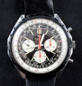 A gentleman`s late 1960`s stainless steel Breitling Navitimer automatic wrist watch, with