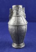 A mid 19th century Chinese export silver two handled vase, 15 oz. A mid 19th century Chinese