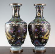 A pair of Chinese cloisonne enamel vases, early 20th century, 13.75in. (34.8cm) A pair of Chinese
