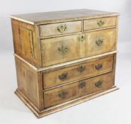 An early 18th century walnut chest, W.2ft 9in. An early 18th century walnut chest, of two short