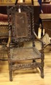 A 17th century Carolean carved walnut chair, A 17th century Carolean carved walnut chair,