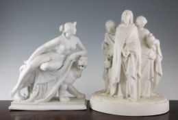 Two parian groups A Minton parian group of The Three Mary`s, date code for 1866, impressed marks,