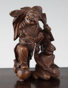 A Chinese boxwood group of the He He Erxian, 6in. A Chinese boxwood group of the He He Erxian, one