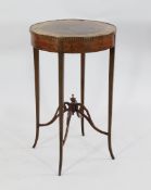 An Edwardian inlaid mahogany circular lamp table, H.2ft 5in. W.1ft 5in. An Edwardian inlaid mahogany
