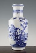 A Chinese blue and white rouleau vase, Republic period, 14.25in. (36.2cm) A Chinese blue and white