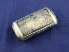 A 19th century Russian silver and niello snuff box, 3.25in. A 19th century Russian silver and niello
