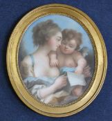 18th century French School Venus and Cupid, 17.5 x 14.5in. 18th century French Schoolpastel on