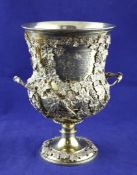 A George III silver gilt pedestal two-handled cup engraved with the Morland family of Court Lodge,