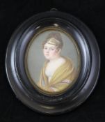 19th century French School Miniature of a lady, 3.75 x 3in. 19th century French Schooloil on ivory,