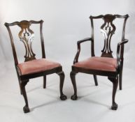 A set of six Chippendale style mahogany dining chairs, A set of six Chippendale style mahogany