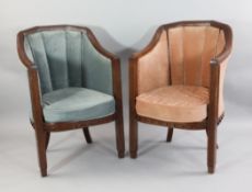 A set of four Art Deco style armchairs, A set of four Art Deco style armchairs, with shaped back and