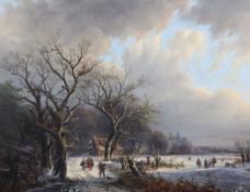 M.E. Calthrop Figures in a winter landscape, 25.5 x 31.5in. M.E. Calthropoil on canvas,Figures in