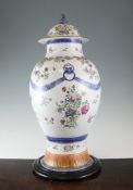 A large Chinese famille rose baluster vase and cover A large Chinese famille rose baluster vase