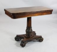 A William IV rosewood folding card table, W.3ft A William IV rosewood folding card table, the