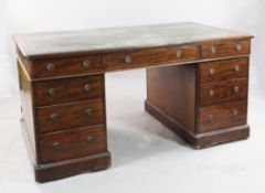 A Victorian mahogany partner`s pedestal desk, W.5ft A Victorian mahogany partner`s pedestal desk,