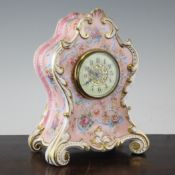 A Copeland bone china mantel clock, c.1900, 9.25in. A Copeland bone china mantel clock, c.1900,