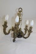 A French Empire style ormolu electrolier, 17in. A French Empire style ormolu electrolier, with