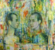 Leslie Hurry (1909-1978) Two heads, 35.5 x 40.5in.; unframed Leslie Hurry (1909-1978)oil on board,