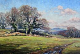 Mervyn Goode (1948-) Twilight glow on the snow; Autumn oak, rooks and sheep and Hampshire oaks 10
