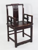 A stained elm armchair, A stained elm armchair, with rectangular splat back and square section