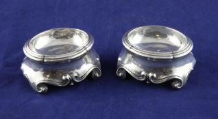 A pair of 18th century French silver trencher salts, 2.75in. A pair of 18th century French silver