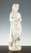 A late 19th century Italian alabaster figure of a standing female, 23in. A late 19th century Italian