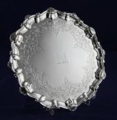 A George III silver salver, 15.5 oz. A George III silver salver, of shaped circular form, with