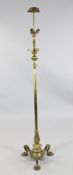 An early 20th century Continental gilt brass lamp standard, 5ft 7in. An early 20th century