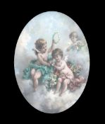 After Boucher Cherubs amongst clouds, 13 x 11in. After Boucherpair of oils on canvas,Cherubs amongst